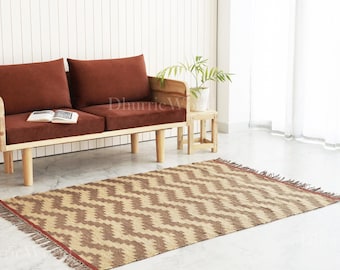 Kilim Rug, Bohemian Indian Jute Rug, Moroccan Rug, Handwoven Wool Jute Rug, Boho Jute Rug Southwestern Nordic Kilim Rug, Turkish Kilim
