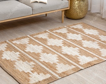 Alfombra de yute marroquí, alfombra de decoración boho, alfombra de yute natural, alfombra personalizada, alfombra de área nórdica, alfombra de yute Kilim, alfombra del suroeste