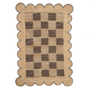 Natuurlijk geschulpt jute tapijt, bruin geschulpt patroon tapijt, natuurlijk jute tapijt, karpet, handgeweven jute tapijt, op maat gemaakt tapijt, decoratief tapijt
