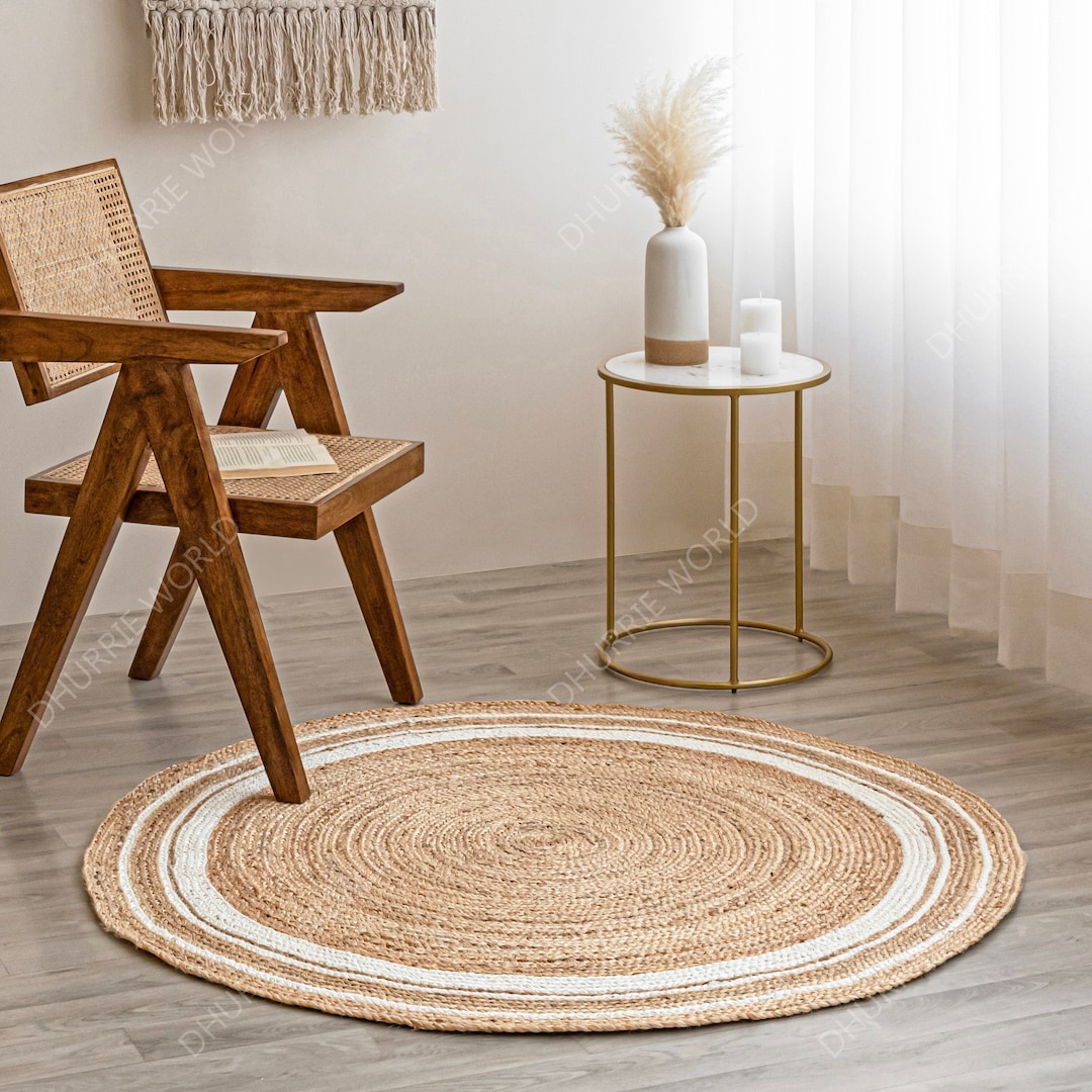 Boho Round Boho Decor Rug, Natural Jute Round Rug, Braided Jute Rug, Bohemian Rug ...