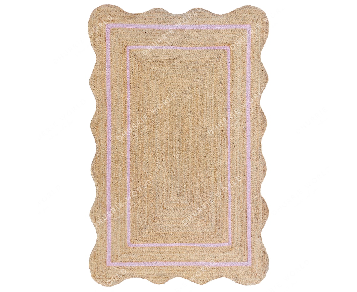 Wave Edge Rug Scallop Jute Rug Natural Jute Wavy Edge Rug Scalloped Shape - Etsy