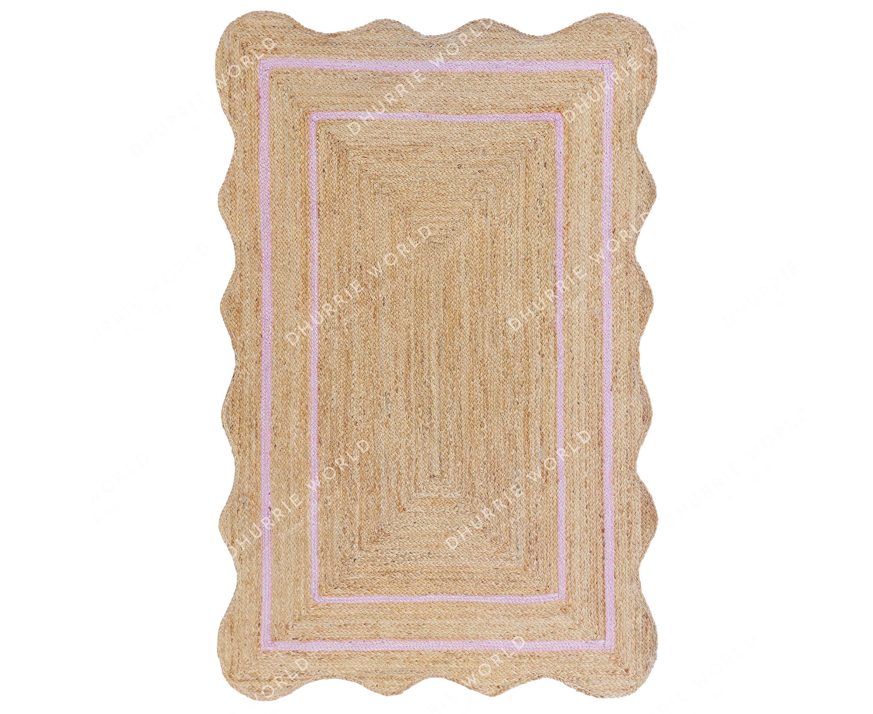 Scallop Jute Rug Natural Jute Wavy Edge Rug Scalloped Shape Etsy