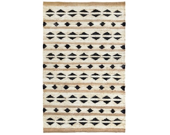 Alfombra de yute natural Alfombra de yute bohemia Alfombra decorativa bohemia, Alfombra de yute, Alfombra de tamaño personalizado, Alfombra marroquí, Alfombra Navajo, Alfombra de pasillo de entrada