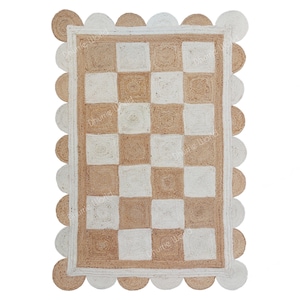Gewellter Jute-Teppich, Boho-Jute-Teppich, natürlicher Jute-Jakobsmuschel-Teppich, Bohe-Dekor-Teppich, maßgefertigter Teppich, strukturierter Teppich, Formteppich