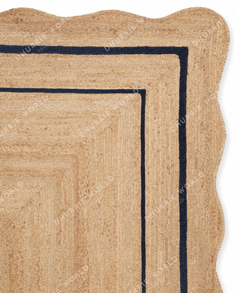 Wave Edge Rug Scalloped Jute Rug Wavy Scallop Edge Rug Natural Jute Area - Etsy