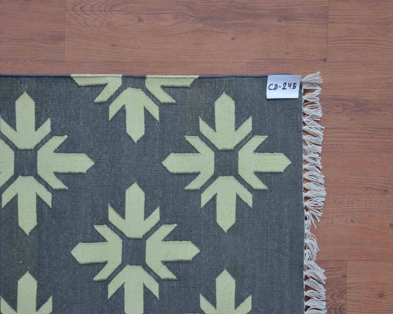 Grey Geometric Dhurrie Rug 3x5 Bohemian Rugs Southwestern Etsy