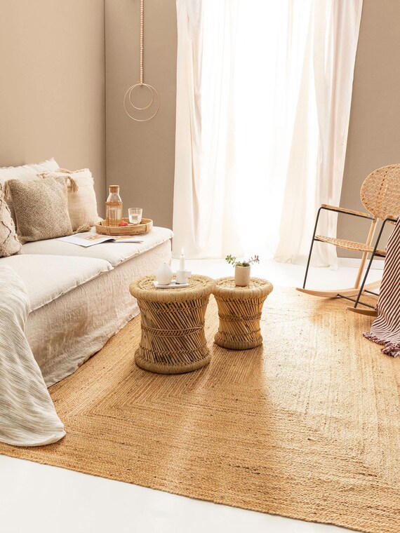 8x10 9x12 10x14 Natural Jute Square Rug Eco Friendly Rug Etsy