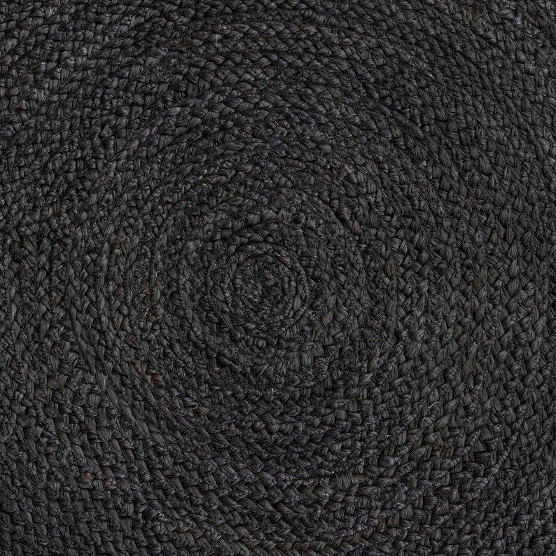 Jute Round rug in black color