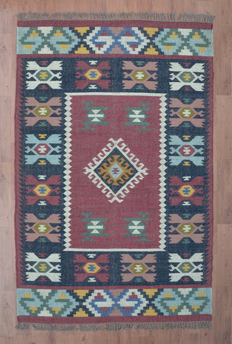 5x8 Moroccan Jute Rug Kilim Rug Woven Jute Rug Indian Etsy