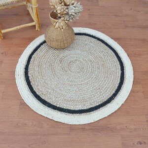8x8 Jute Round Rug, Natural Fiber Rug, Handmade Braided Rug, Round Area Rug, Turkish Rug, Round Rug, Eco Friendly Rug, Large Rug image 7