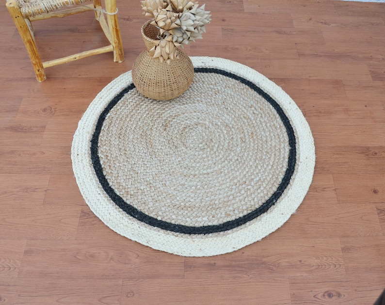 8x8 Jute Round Rug, Natural Fiber Rug, Handmade Braided Rug, Round Area Rug, Turkish Rug, Round Rug, Eco Friendly Rug, Large Rug image 7