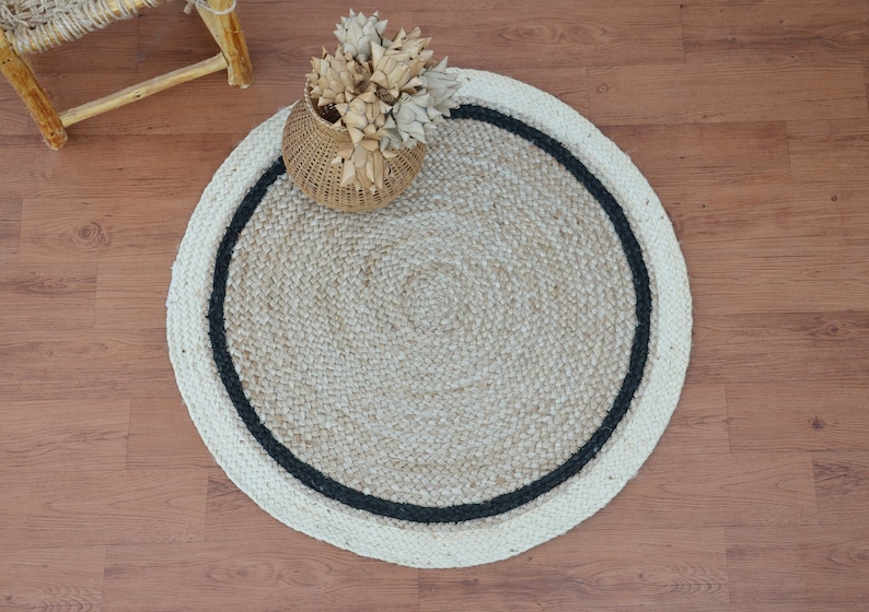 8x8 Jute Round Rug, Natural Fiber Rug, Handmade Braided Rug, Round Area Rug, Turkish Rug, Round Rug, Eco Friendly Rug, Large Rug image 2