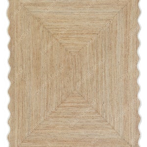 Wave Scalloped Jute Area Rug for boho decor