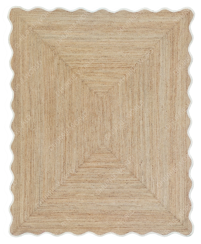 Wave Scalloped Jute Area Rug for boho decor