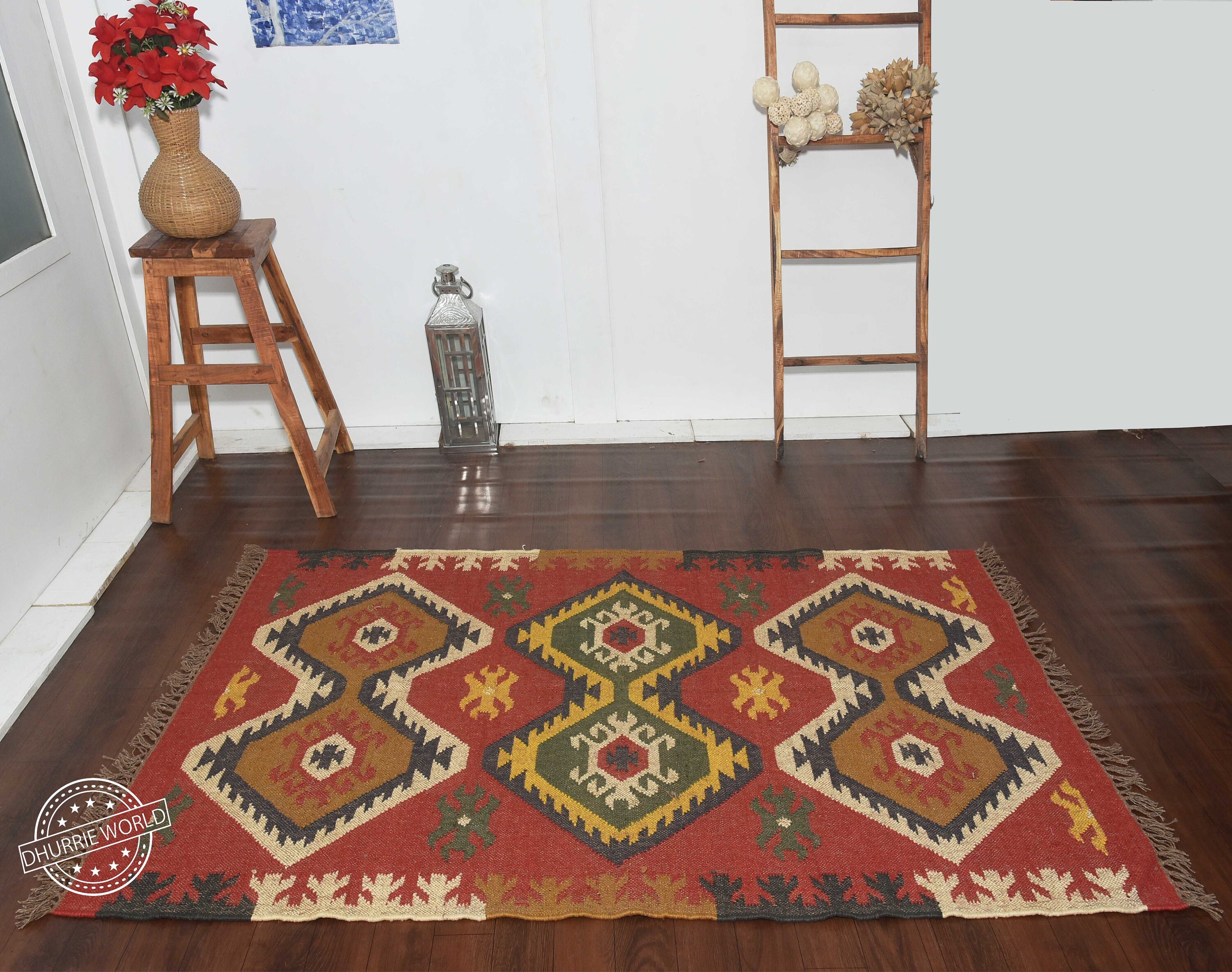 Wool Jute Kilim Rug Flatweave Rug 4x6 Bohemian Rug Indian Etsy