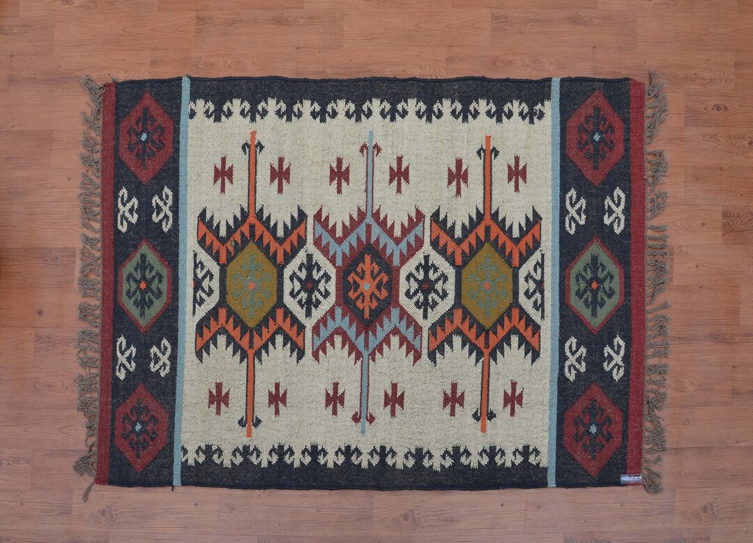 Handmade Jute Kilim 4x6 Bohemian Rug Moroccan Jute Rug Etsy