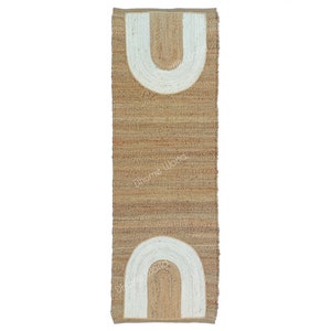 Vloerkleed natuurlijk jute, loper boho loper, vloerkleed aangepast formaat, boho decor vloerkleed, loper gang, tapijt jute, modern vloerkleed