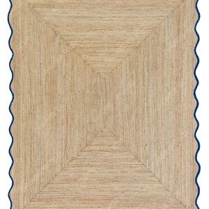 Wave Scalloped Jute Area Rug for boho decor