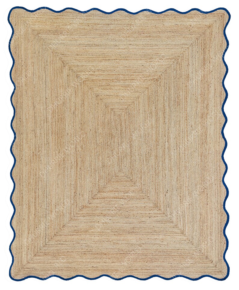 Wave Scalloped Jute Area Rug for boho decor