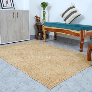 Natuurlijk jute tapijt, jute loper, boho decor tapijt, aangepast formaat tapijt, woonkamertapijt, milieuvriendelijk tapijt, jute tapijt, jute tapijt tapis