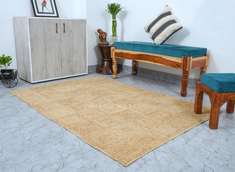 Handmade Jute Area Rug for Boho Home Decor made of natural Jute