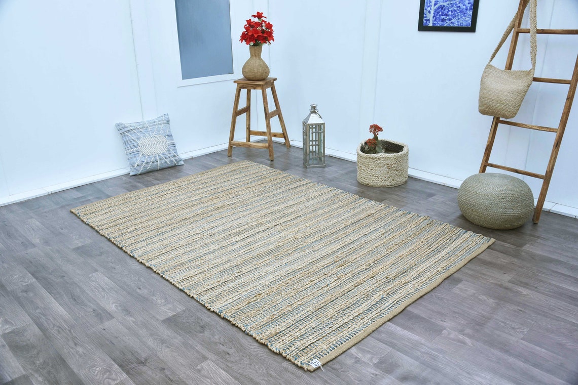5x7.5 Feet Natural Jute Rug Jute Area Rug Natural Textured Etsy