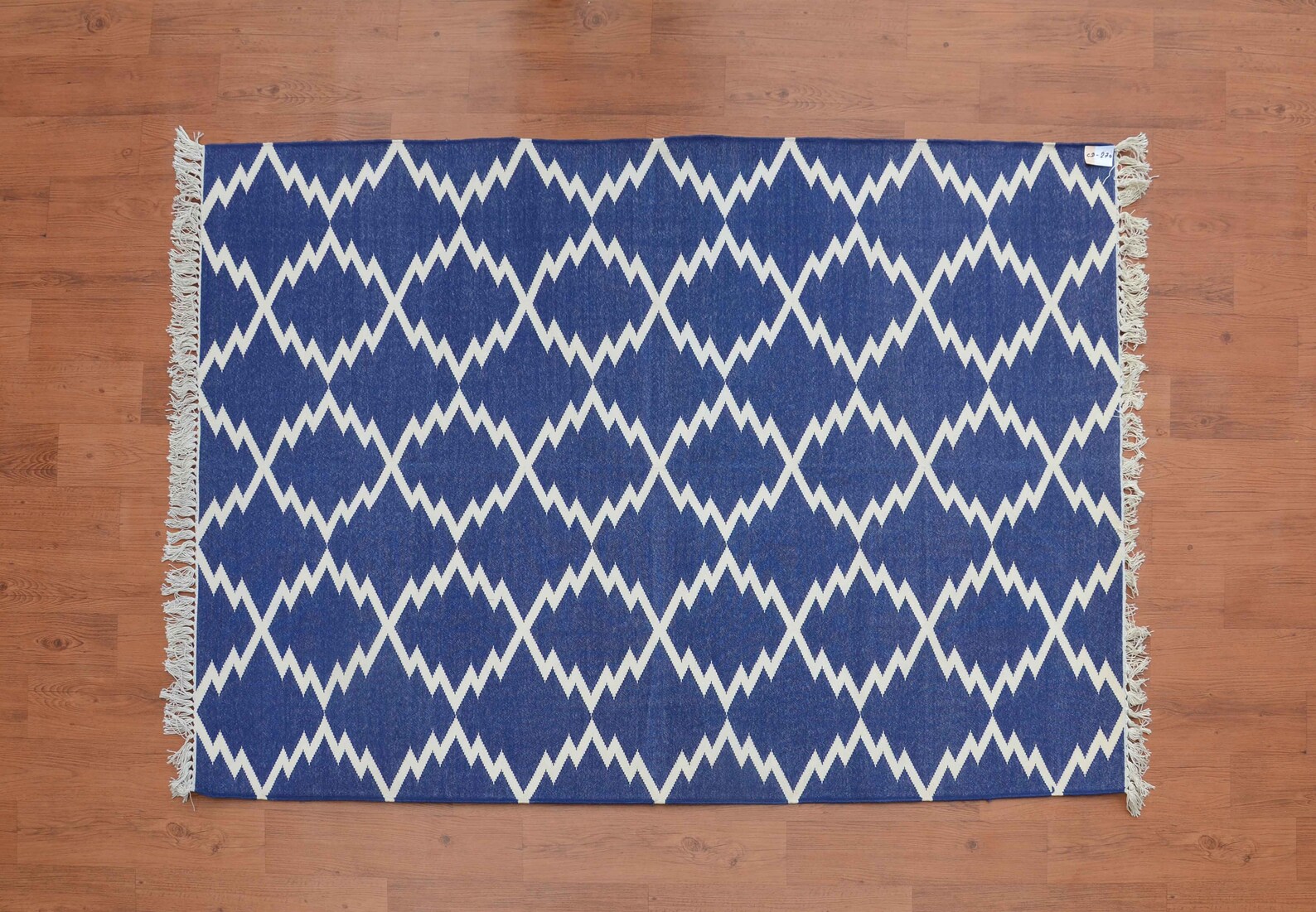 Geometrical Cotton Dhurrie Rug 4x6 Blue Rug Moroccan Rug Etsy