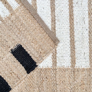 Natural Jute Area Rug, Striped Jute Rug, Custom Size Rug, Hallway ...