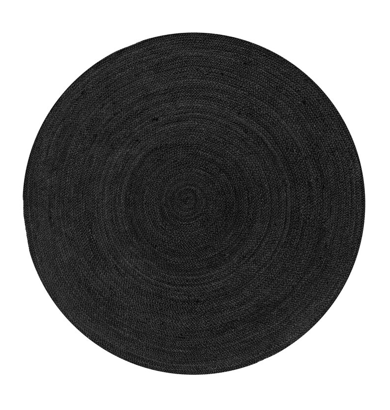 Jute Round rug in black color