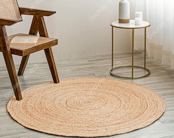 Alfombra redonda de yute natural, alfombra de yute trenzada, alfombra boho, alfombra de tamaño personalizado, alfombra de decoración boho, alfombra de yute redonda, alfombra ecológica, alfombra grande