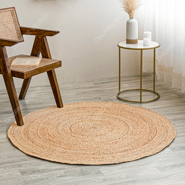 Alfombra redonda de yute natural, alfombra de yute trenzada, alfombra boho, alfombra de tamaño personalizado, alfombra de decoración boho, alfombra de yute redonda, alfombra ecológica, alfombra grande