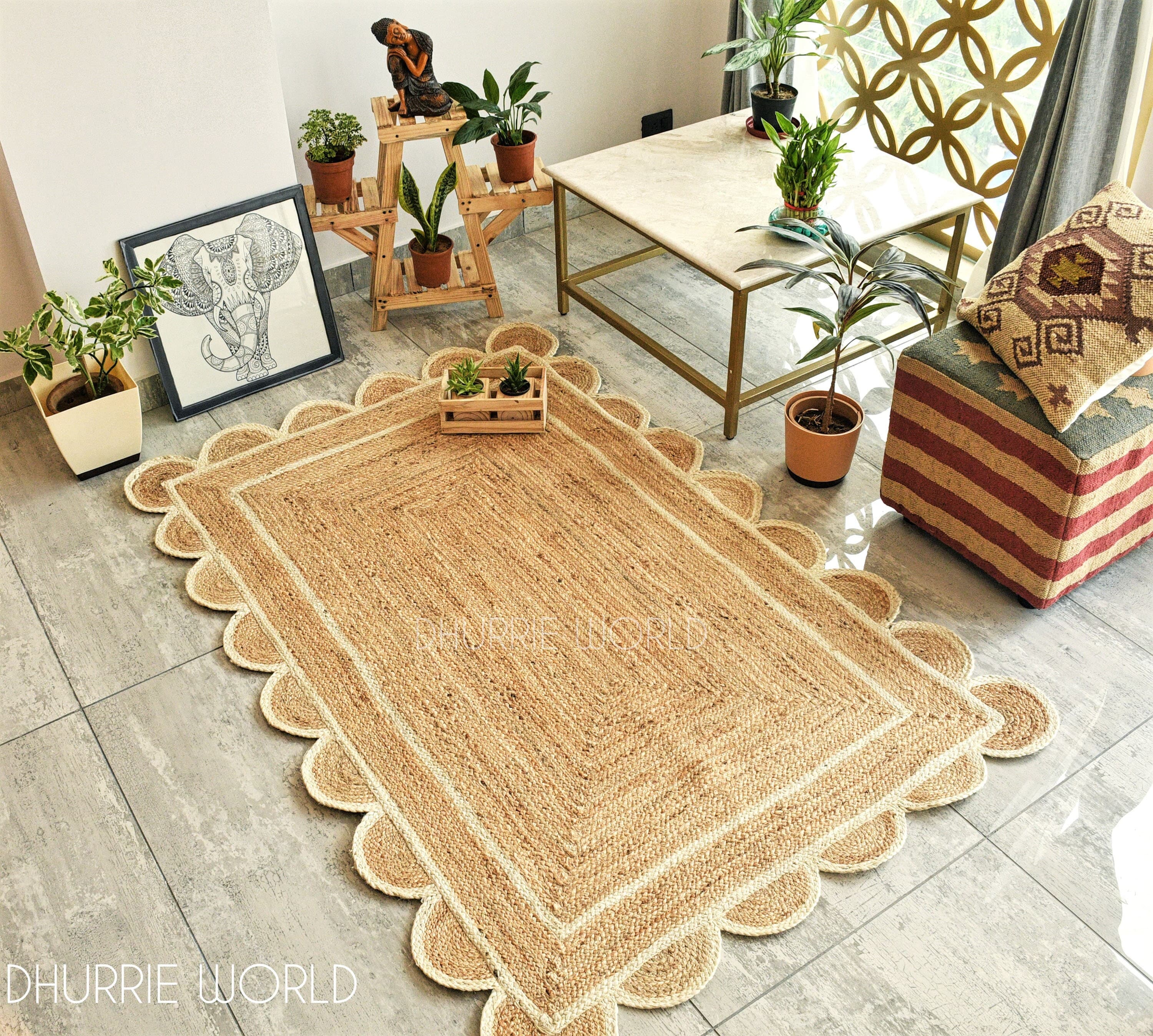 Scalloped Jute Rug, Scallop Edge Rug, Jute Scalloped Rug, Boho