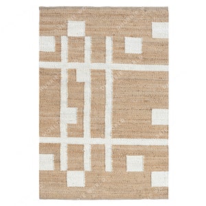 Geruit jute tapijt, handgeweven jute tapijt, Boho natuurlijke jute tapijt, Boho tapijt, getextureerd gebied tapijt, aangepast formaat tapijt, jute runner tapijt