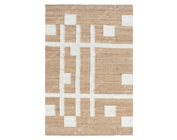 Checkered Jute Rug, Handwoven Jute Rug, Boho Natural Jute Rug, Bohemian Rug, Textured Area Rug, Custom Size Rug, Jute Runner Rug