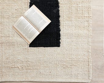 Tapete listrado de juta, tapete feito à mão, tapete para corredor, tapete com decoração boho, tapete longo para entrada, tapete de juta e cânhamo, tapete nórdico para corredor