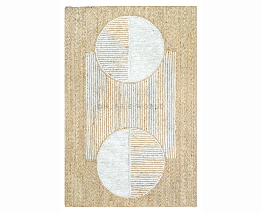 Modern Art Jute Rug, Natural Jute Area Rug, Boho Decor Rug, Custom Size ...