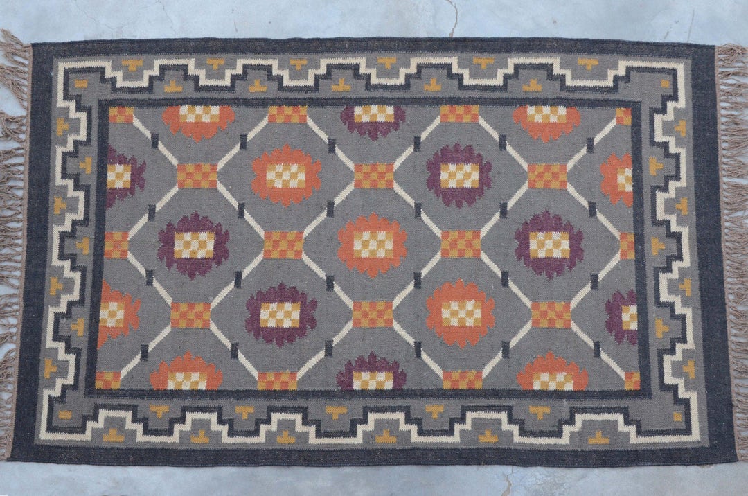 Southwestern Jute Rug 4x6 Wool Jute Rug Bohemian Rug Etsy