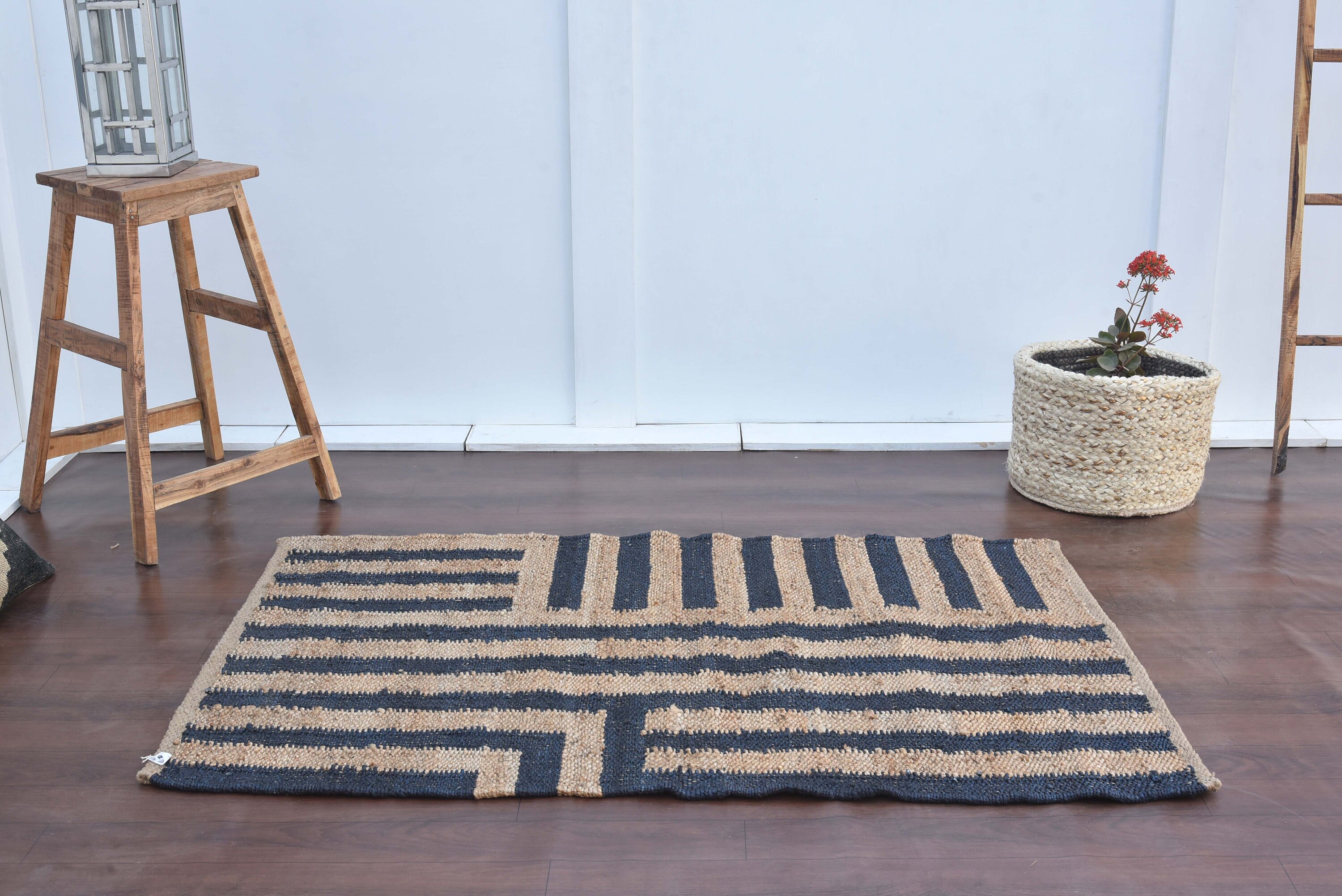 3x5 Natural Jute Area Rug Natural Black Jute Rug Bohemian Etsy