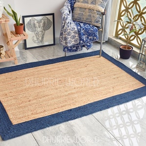 Natural Jute Braided Rug, Bohemian Handwoven Jute Area Rug, Kilim Rug Hemp Rug, Natural Sustainable Rug, Indian Boho Rug Square Rug