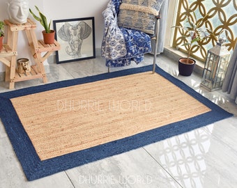 Natural Jute Braided Rug, Bohemian Handwoven Jute Area Rug, Kilim Rug Hemp Rug, Natural Sustainable Rug, Indian Boho Rug Square Rug