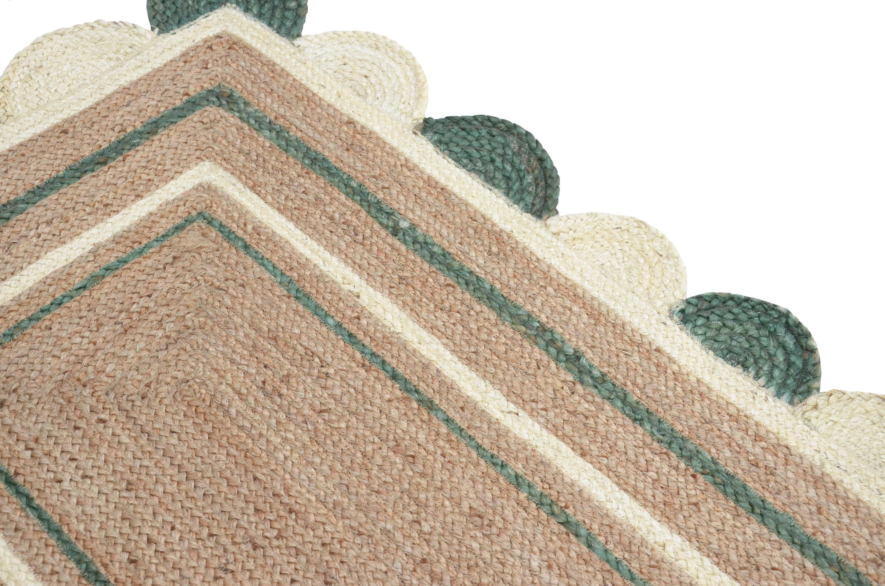 8x10 White Green Scalloped Jute Rug Scallop Rug Decorative Etsy UK
