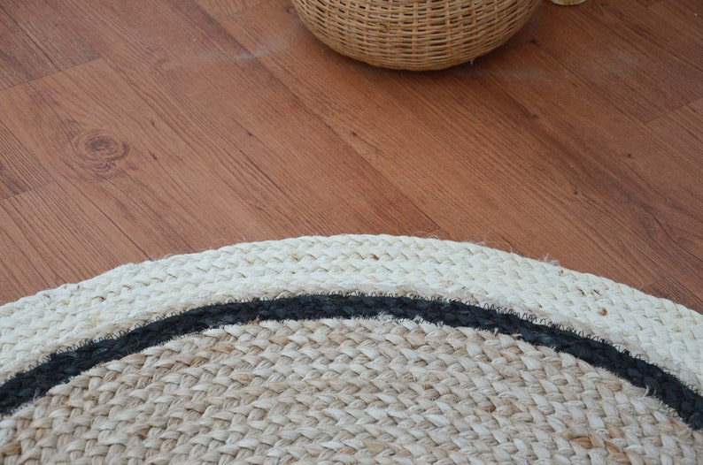 8x8 Jute Round Rug, Natural Fiber Rug, Handmade Braided Rug, Round Area Rug, Turkish Rug, Round Rug, Eco Friendly Rug, Large Rug image 5
