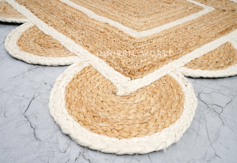 Scalloped Runner Rug, Jute Scallop Rug, Off White Jute Runner Rug, Natural Jute Rug, Hallway Runner Rug, Runner Custom Rug image 6