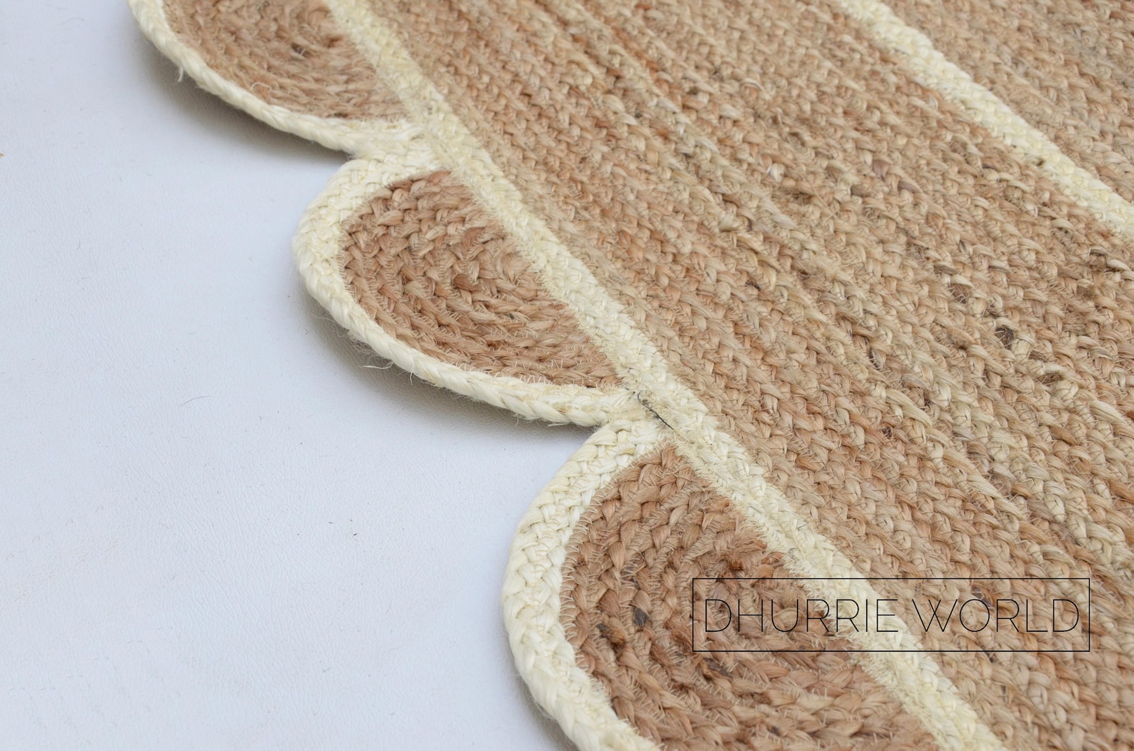 8x10 off White Scalloped Jute Rug Scallop Rug Decorative Etsy
