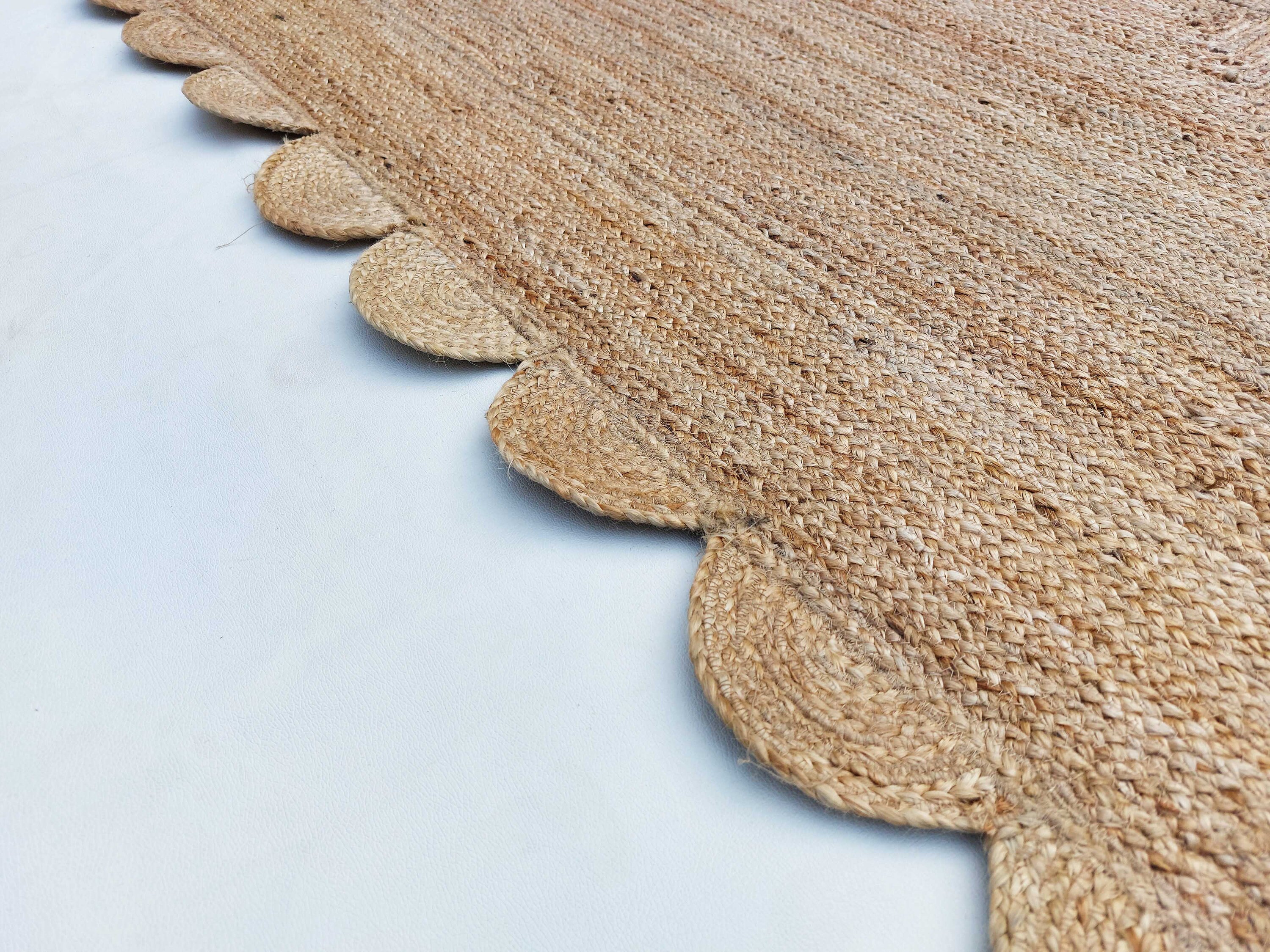 Natural Scalloped Jute Rug Scallop Pattern Rug Natural Jute Etsy