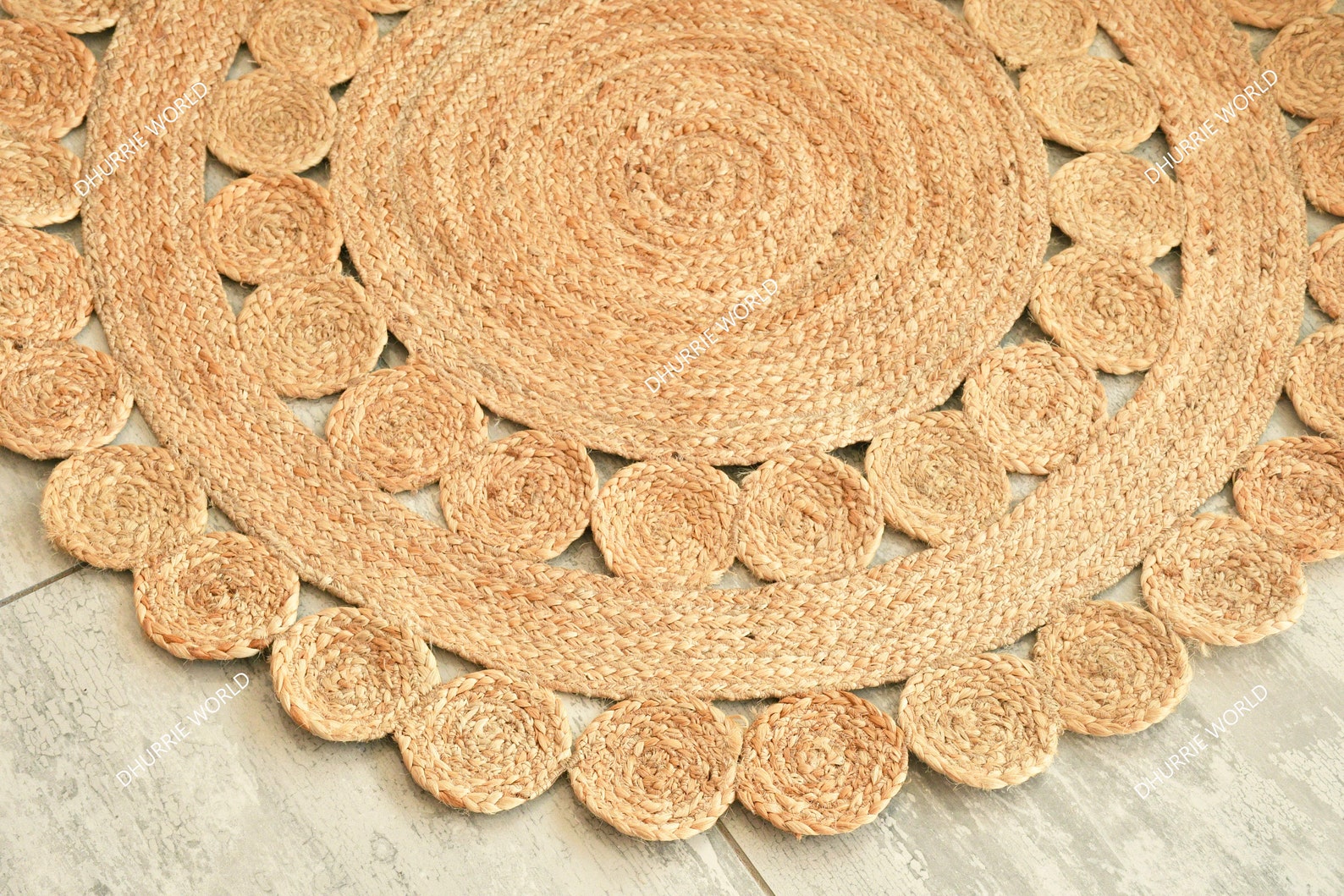 Natural Jute Braided Round Rug Designer Bohemian Jute Area Etsy
