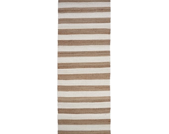 Corredor de corredor de juta listrado, tapete de corredor de juta natural boho, tapete de corredor de tamanho personalizado, tapete de corredor grande, tapete de juta texturizado, tapete de juta de tear manual