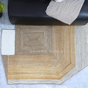 Jute Shape Rug, Modern Jute Rug, Irregular Shaped Rug, Indian Jute Area Rug, Minimalist Jute Rug, Custom Size Rug,  Square Jute Rug Tapis