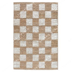 Geruit tapijt, getextureerde streep gebied tapijt, Boho natuurlijke jute tapijt, Boho tapijt, aangepast formaat tapijt, gebroken wit tapijt, jute runner tapijt, moderne tapijt