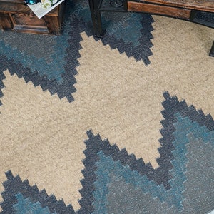 Wollen jute kelim tapijt, geometrisch gebiedsdeken, traditioneel kelim jute tapijt, hipster, boho jute kelim tapijt
